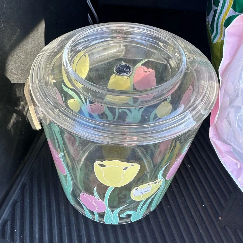 Vintage Culver Acrylic Spring Tulips 🌷 Patio Set Tumblers Ice Bucket Pitcher